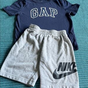 GAP Navy Logo Tee with Gray Nike Shorts